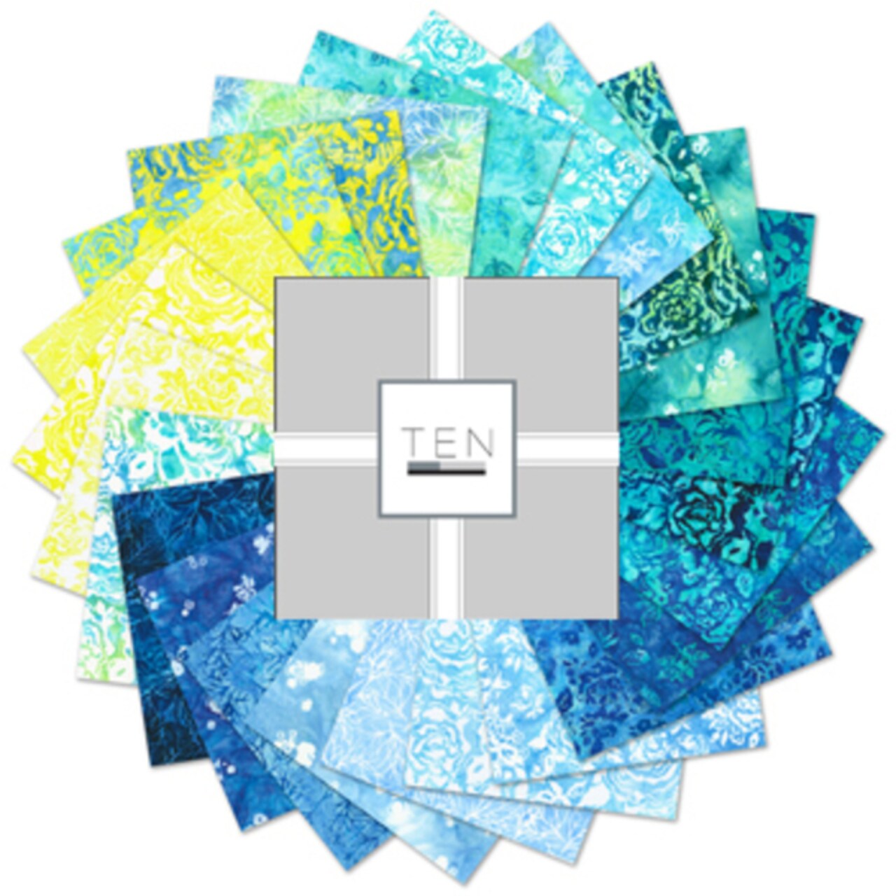 Artisan Batiks Azure Breeze 10" Square Pack (Layer Cake / Ten Square) by Lauren Wan for Robert Kaufman (TEN-1332-42)